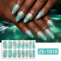 Blue Green Smudge Gold Foil (ZE-1018) / 16 Sheets (Naked Sheet And Nail File)