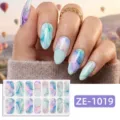 Purple Teal Smudge Silver Glitter (ZE-1019) / 16 Sheets (Naked Sheet And Nail File)