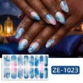 Blue Pink Smudge Foil (ZE-1023) / 16 Sheets (Naked Sheet And Nail File)