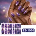 Purple Smudge Gold Foil (ZE-1026) / 16 Sheets (Naked Sheet And Nail File)