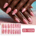 Pink Marble Gold Foil (ZE-1028) / 16 Sheets (Naked Sheet And Nail File)