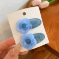 Flower Hair Clips Pair (9876A) / 1 Pair / Blue