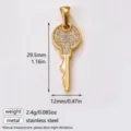 Clé Tête Cercle Strass (Key-4) / Or