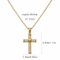 Gold Rhinestone Cross Heart Necklace