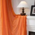 Rod Pocket Style / 150cmx45cm / Rod Pocket - Orange Hollow Coin Orange Tassel