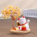 Albero di Cristallo del Gatto della Fortuna / 7.5x11.5cm / Citrino