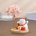 Lucky Cat Crystal Tree / 7.5x11.5cm / Rose Quartz
