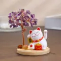 Albero di Cristallo del Gatto della Fortuna / 7.5x11.5cm / Ametista