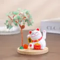 Arbre de Cristal Chat de la Fortune / 7.5x11.5cm / Jade aventurine