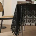 Black Vintage Grid Tablecloth