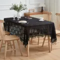 Black Lace Grid Long Tablecloth