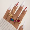 Snake Heart Rainbow Gemstone Style (23386-gold)