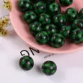 16mm (1 Piece) / Christmas Green And Black Plaid