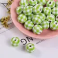 16mm (1 Piece) / White And Fruit Green Plaid