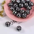16mm (1 Piece) / Silver And Black Plaid