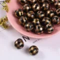 16mm (1 Piece) / Gold And Black Plaid
