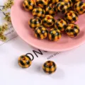 16mm (1 Piece) / Light Orange And Black Plaid