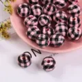 16mm (1 Piece) / Pink And Black Plaid