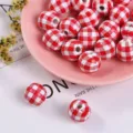 16mm (1 Piece) / White And Red Plaid