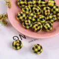 16mm (1 Piece) / Yellow And Black Plaid