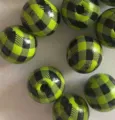 16mm (1 Piece) / Lime Green And Black Plaid