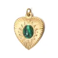 Anello in Acciaio a Forma di Cuore / Verde