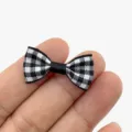 Waist Wrap Bow (XH691) / 3cm / Black White Grid