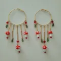Mushroom Leaf Tassel Style / Gold+Red(2881K2)