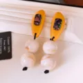 Vintage Tassel Stud Earrings / Orange And White