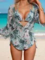 Imprimé floral vert