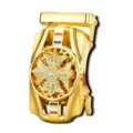 Fibbia automatica dorata in metallo con stella decorata di strass e dettagli rossi, bianchi e blu - Stile Stella Strass (ZDK-004) / Oro