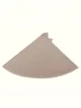 Flat lay of a light khaki triangular fabric with a satin-like sheen and gathered tie detail on white - 130*113cm / Khaki