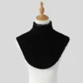 Black lace stand collar with a soft knit bib, displayed on a mannequin against a light gray backdrop - Tops / Black