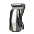 Fibbia automatica per cintura color canna di fucile, con forme geometriche sfaccettate su fondo bianco - Stile Faccetta Geometrica (ZDK-030)