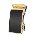 Fibbia automatica dorata per cintura, con pannello rettangolare nero lucido e finitura metallica - Stile Pannello Nero Rettangolare (ZDK-173)