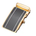 Fibbia automatica da uomo dorata, con pannello nero e sottili righe decorative argentate - Stile Riga Argento (130)