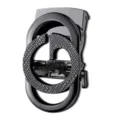 Fibbia automatica nera in metallo, con struttura circolare traforata e centro decorato a griglia - Stile Texture a Rete (ZDK-017)