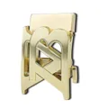 Fibbia per cintura in metallo dorato opaco, con motivo traforato a lettera e perno di chiusura - Stile Forma a Lettera (ZDK-076)