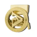 Fibbia automatica da uomo in metallo oro opaco, con rilievo a greca e lettera in rilievo - Stile Dimensionale a Tasto (ZDK-078)