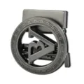 Fibbia da uomo in argento opaco, con greca in rilievo e motivo a lettera rialzato - Stile Cornice a Perline (ZDK-078)