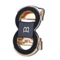 Fibbia da cintura da uomo a forma di otto, con resina nera, metallo dorato e logo centrale - Stile Lettera a Forma di Otto (ZDK-084)