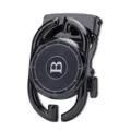 Fibbia automatica da cintura in metallo nero lucido, con emblema B circolare e tacche decorative - Stile Decorativo Scala (ZDK-085)