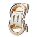 Fibbia automatica da uomo in metallo dorato lucido, con un caratteristico design a lettera traforata - Stile Intaglio Luminoso (ZDK-091)
