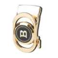Fibbia automatica da uomo in metallo dorato, con apertura ovale e medaglione nero con lettera - Stile Decorativo Distintivo (ZDK-092)