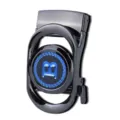 Fibbia automatica da cintura in metallo nero, con emblema blu e bordo decorativo a greca - Stile Rilievo Blu (ZDK-092)