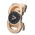 Fibbia automatica oro rosa, quadrante nero con numeri romani e motivo greco in rilievo - Stile Decorativo Lancetta (ZDK-094)