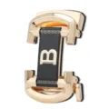 Fibbia automatica da uomo dorata con pannello nero, lettera B bianca e motivo greco decorativo - Stile Contrasto Nero Bianco (ZDK-096)