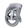 Fibbia automatica argentata per cintura, metallo lucido, doppio anello e motivo greco in rilievo - Stile a Specchio Argento (ZDK-098)