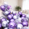 10" / Lot de 110 Pièces (Dont 10 Confettis Violets) / Violet Métallique + Argent