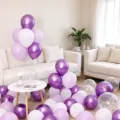 10" / Lot de 110 Pièces (Dont 10 Confettis Argentés) / Violet Métallique + Violet Macaron + Blanc